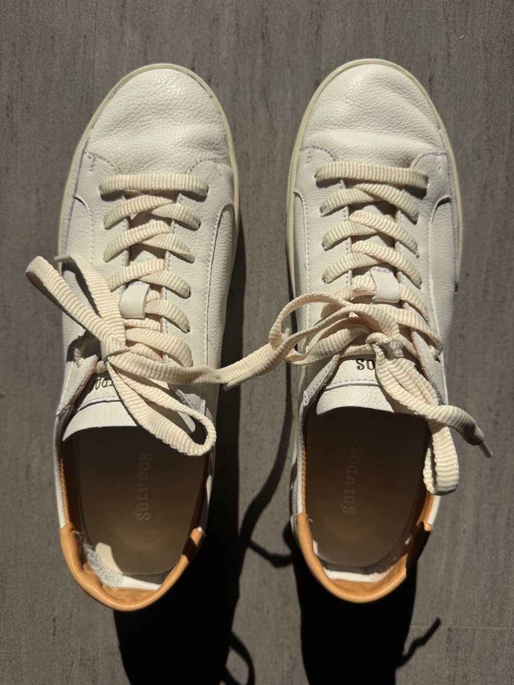 Soludos Women’s Cream/Off-White/Tan Leather Sneakers
